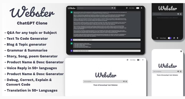 Читать далее о этой статье Webster — ChatGPT Clone
